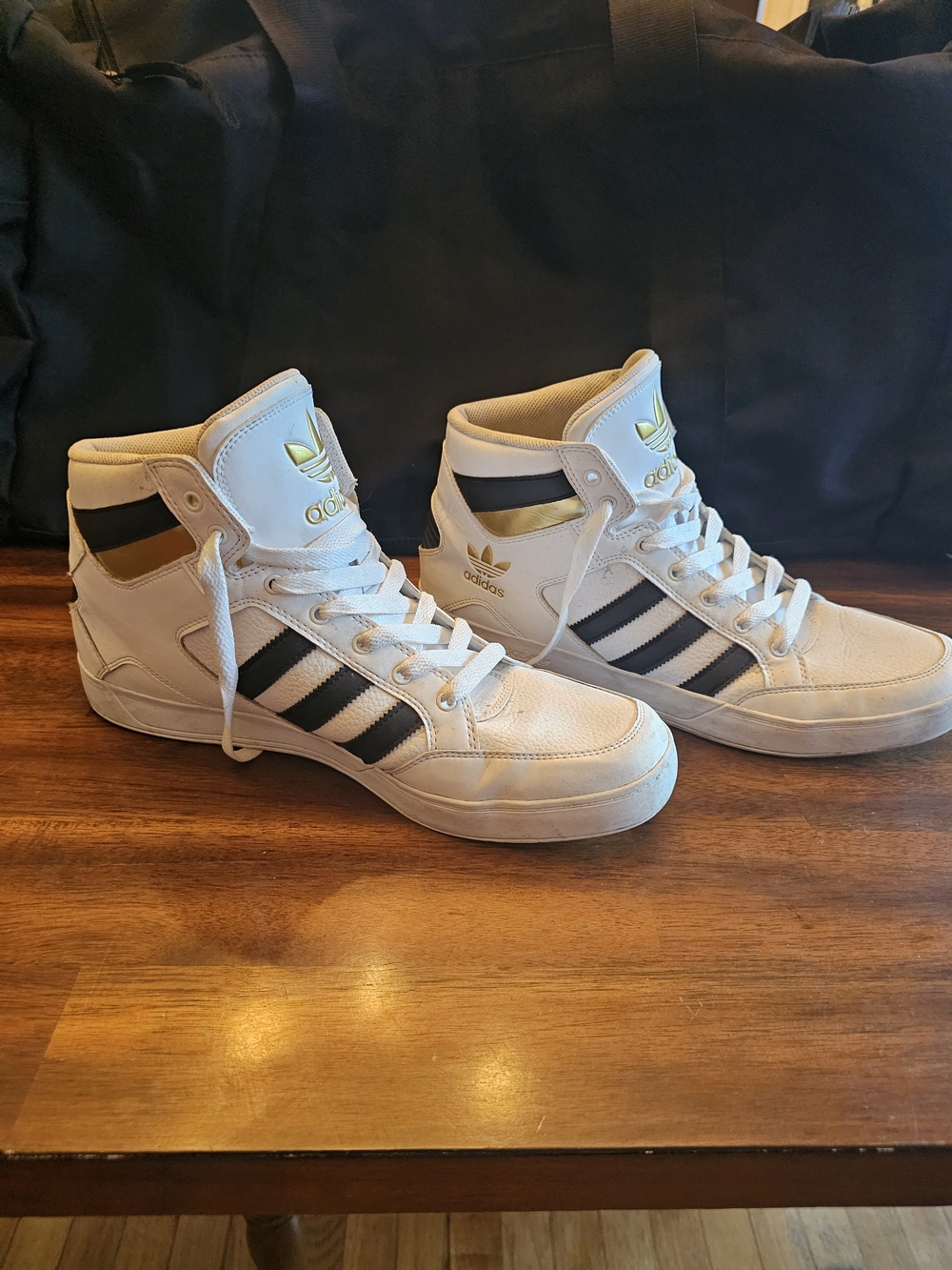 Adidas Originals High Top Sneakers – Men's US 13 – White/Black/Gold